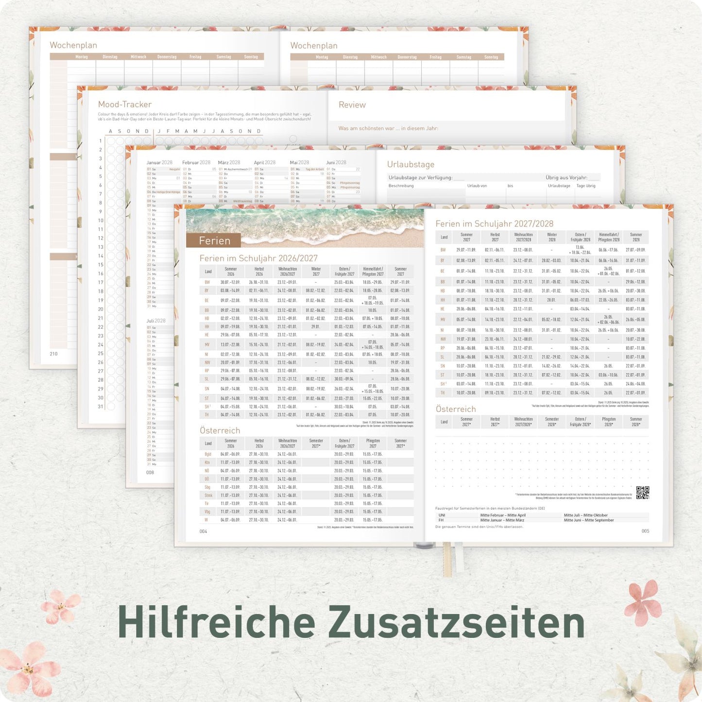 Chäff-Timer 2026/2027 / 17 Monate / A5 / Wild Blossoms / Häfft-Verlag