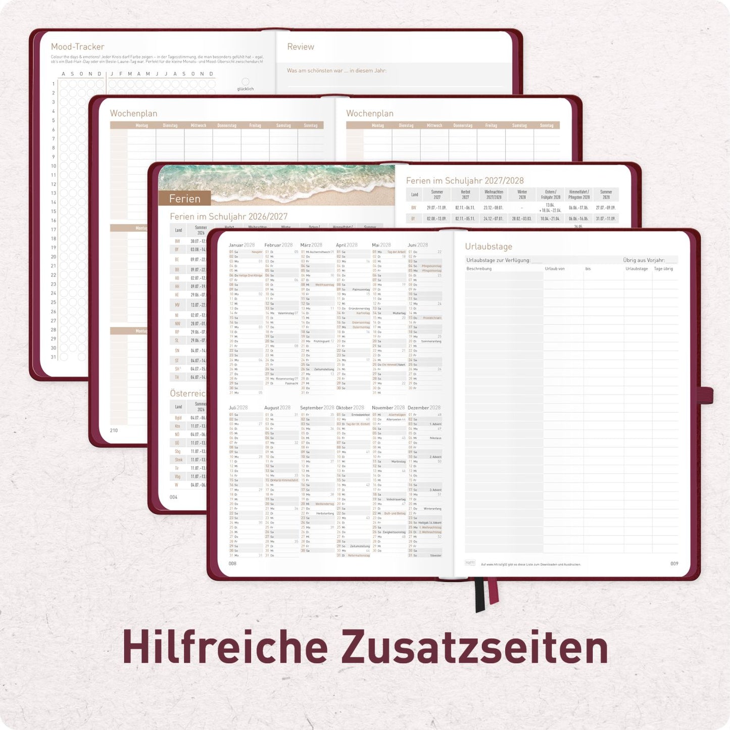 Chäff-Timer Deluxe 2026/2027 / 17 Monate / A5 / Berry / Häfft-Verlag