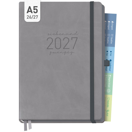 Chäff-Timer Deluxe 2026/2027 / 17 Monate / A5 / Grey Edition / Häfft-Verlag