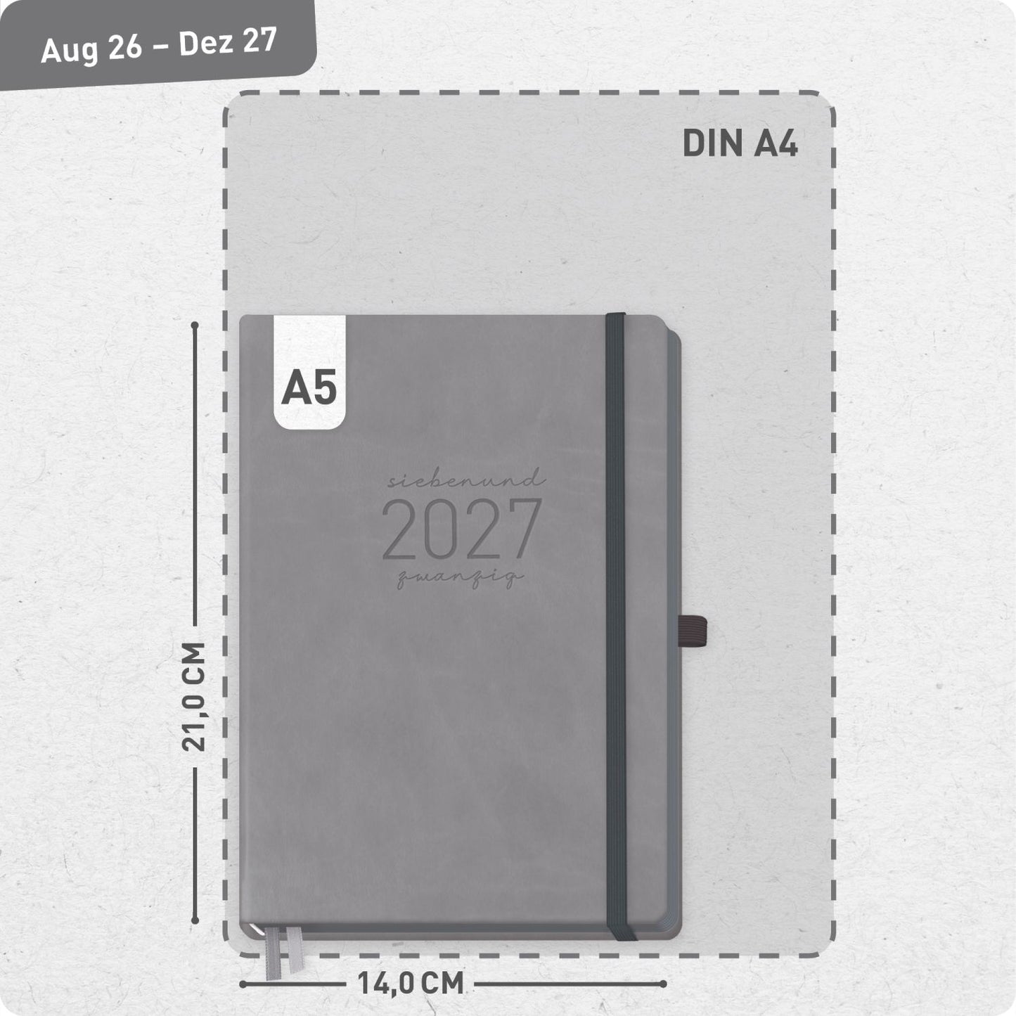 Chäff-Timer Deluxe 2026/2027 / 17 Monate / A5 / Grey Edition / Häfft-Verlag