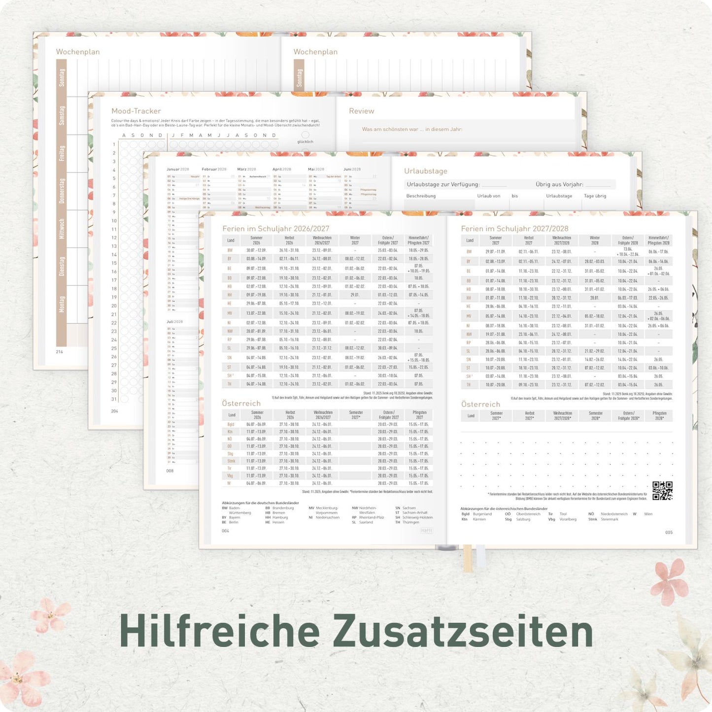 Chäff-Timer Mini 2026/2027 / 17 Monate / A6+ / Wild Blossoms / Häfft-Verlag