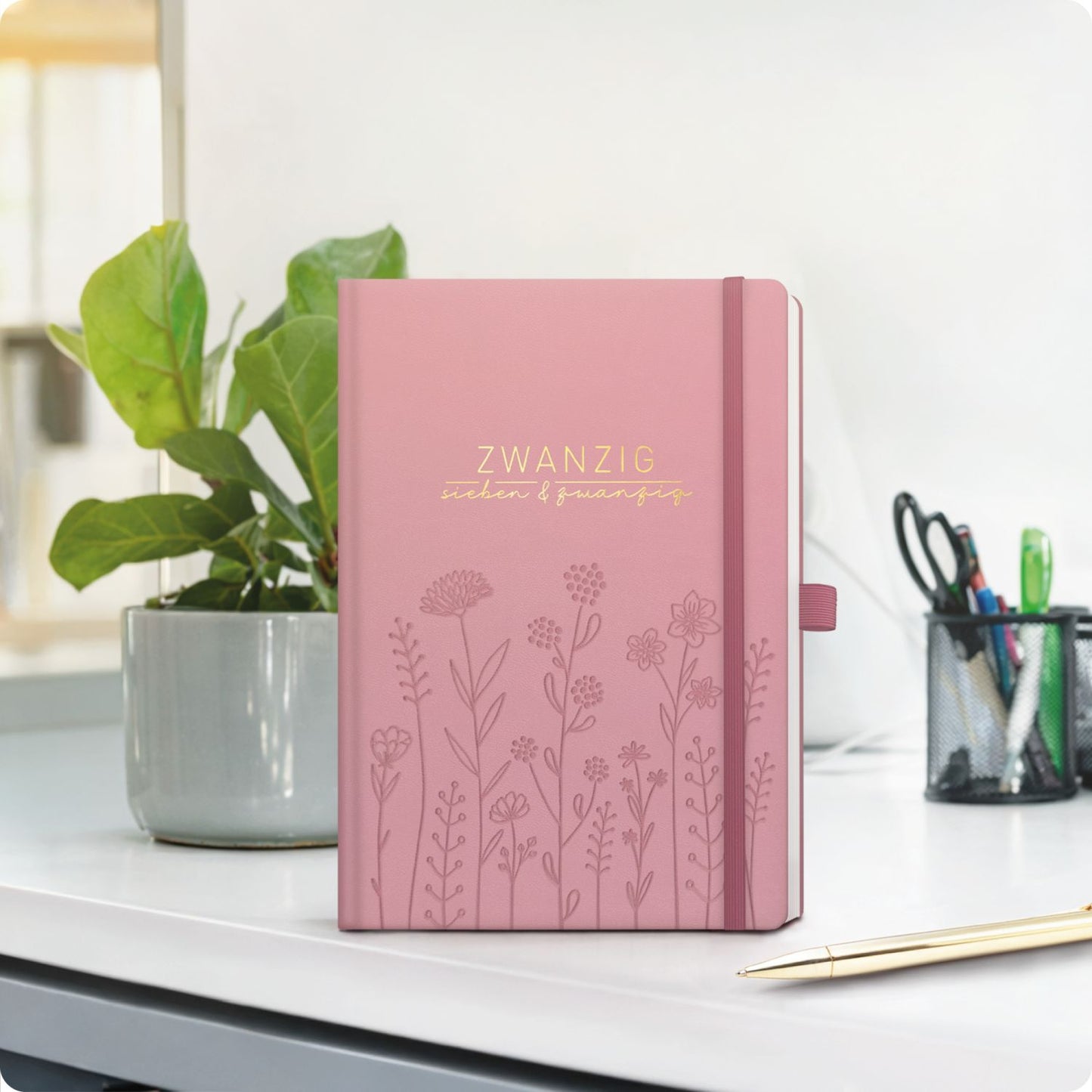 Chäff-Timer Premium 2026/2027 / 17 Monate / A5 / Fine Flowers rosé / KL / Häfft-Verlag