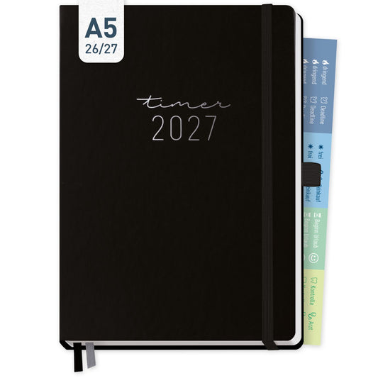 Chäff-Timer Premium 2026/2027 / 17 Monate / A5 / Schwarz / KL / Häfft-Verlag