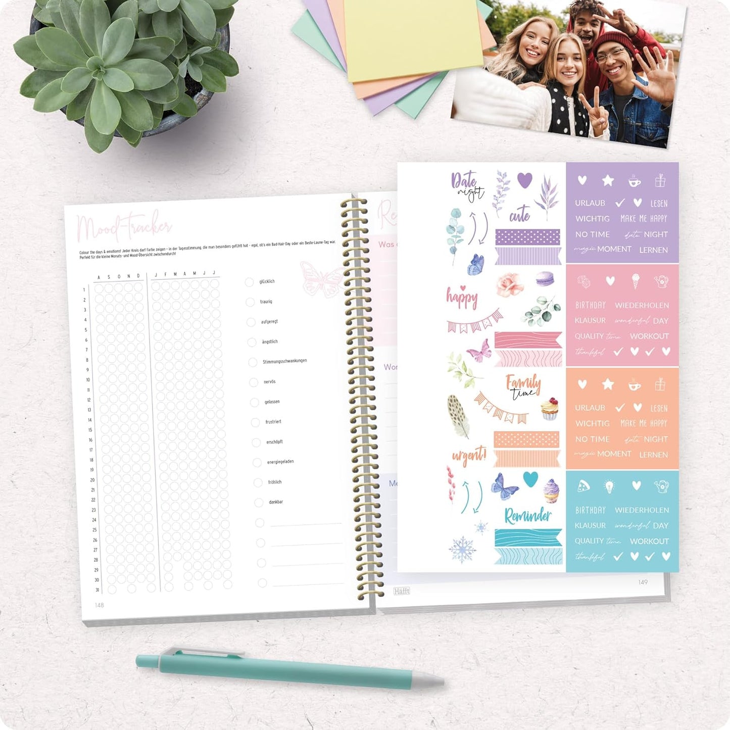 Häfft College-Timer - Schülerkalender 2026/2027 / A5 / Fine Flowers rosé / Häfft-Verlag