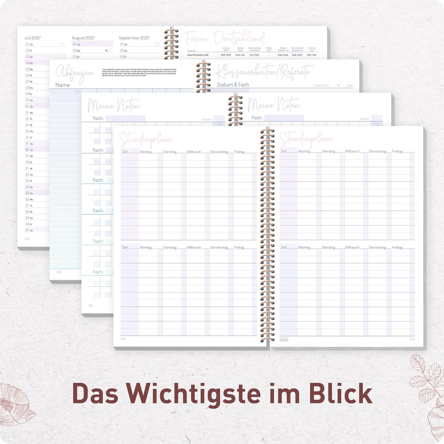 Häfft College-Timer - Schülerkalender 2026/2027 / A5 / Poppy / Häfft-Verlag