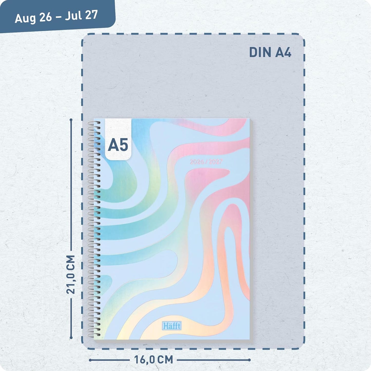 Häfft College-Timer - Schülerkalender 2026/2027 / A5 / Shiny Waves / Häfft-Verlag