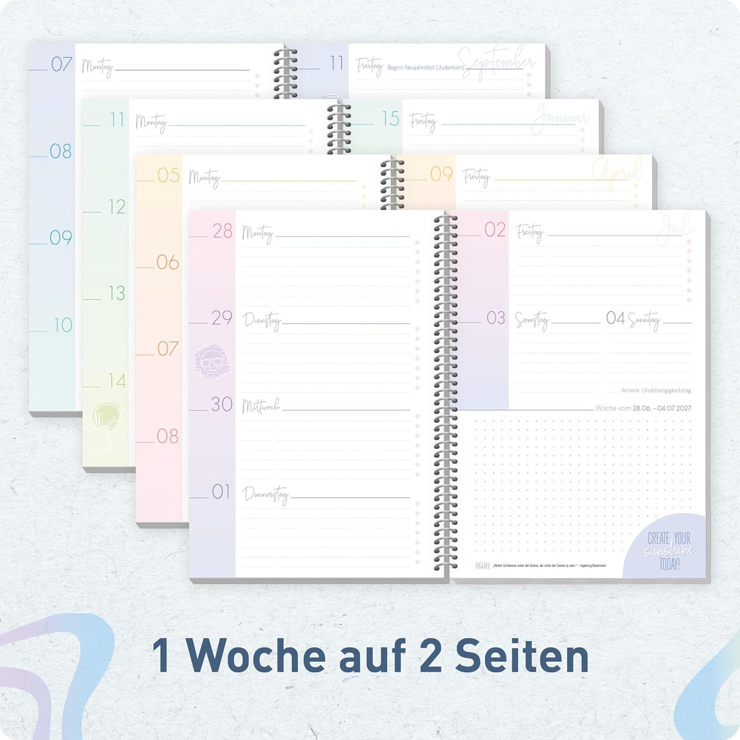 Häfft College-Timer - Schülerkalender 2026/2027 / A5 / Shiny Waves / Häfft-Verlag