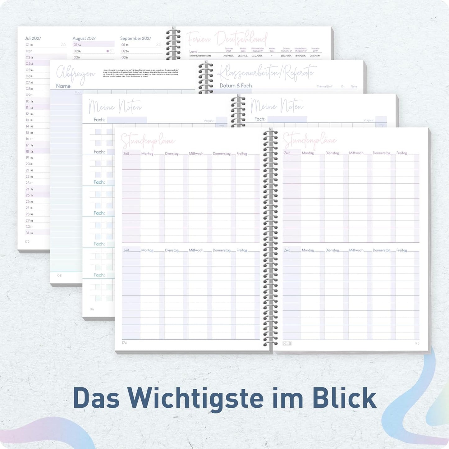 Häfft College-Timer - Schülerkalender 2026/2027 / A5 / Shiny Waves / Häfft-Verlag