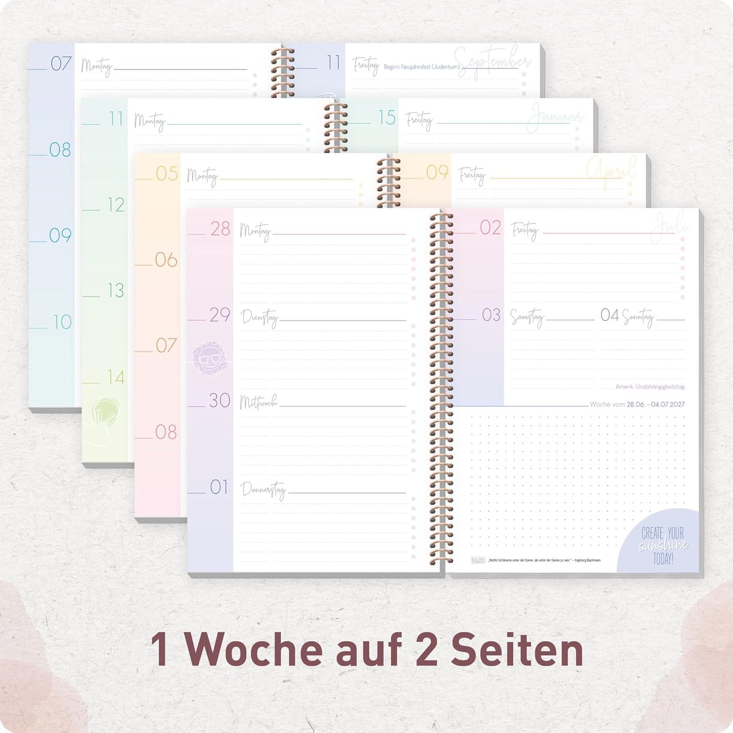 Häfft College-Timer Deluxe 2026/2027 / A5 / Life is beautiful / Häfft-Verlag