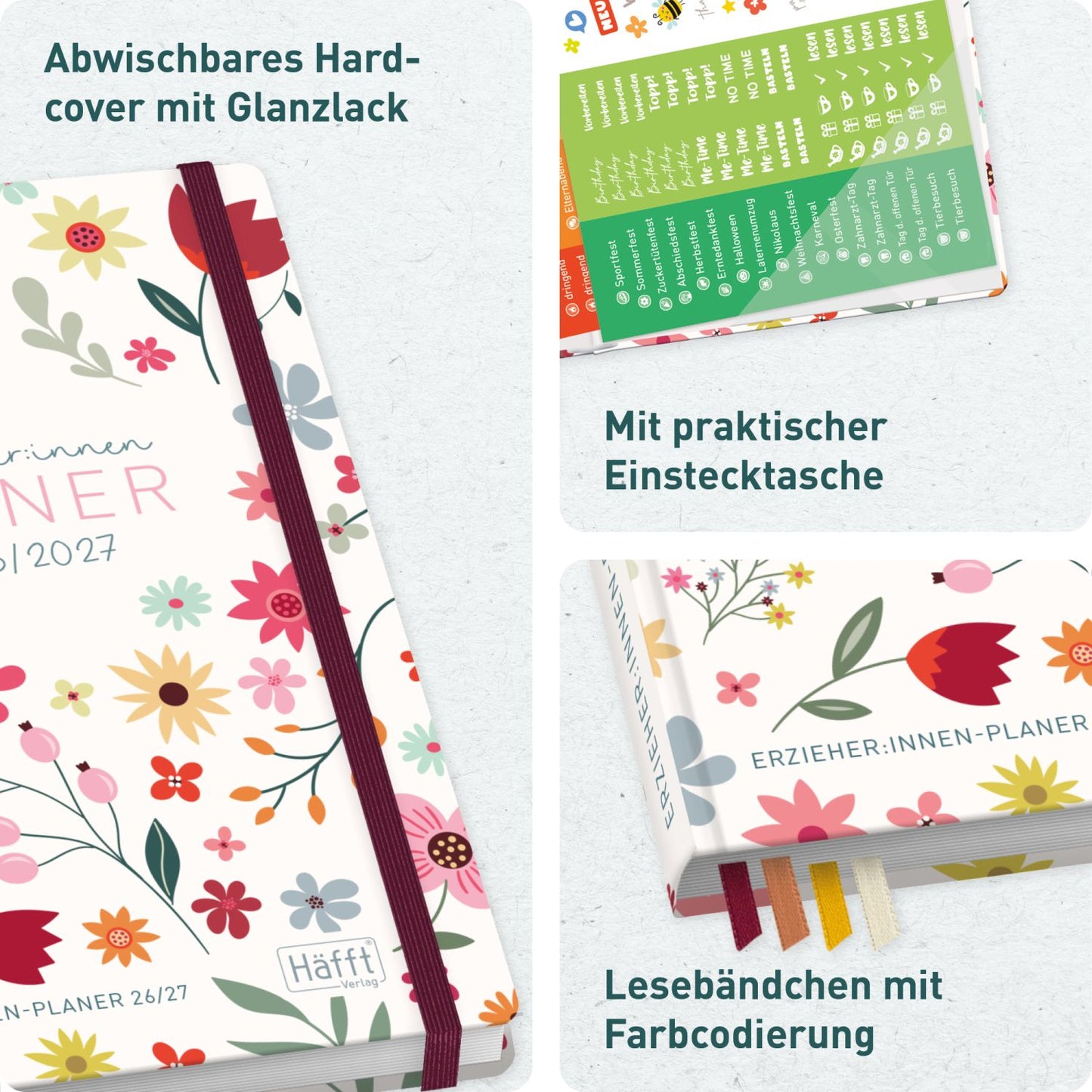Häfft Erzieher-Planer 2026/2027 / A5+ / Wild Flower