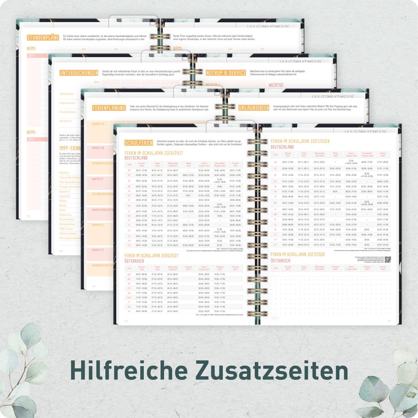 Family-Timer 2026/2027 / 17 Monate / A5 / Mondscheinblüten / Häfft-Verlag