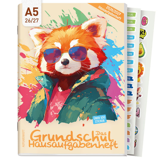 Das Grundschul-Hausaufgabenheft 2026/2027 / A5 / Cool Panda / Häfft-Verlag