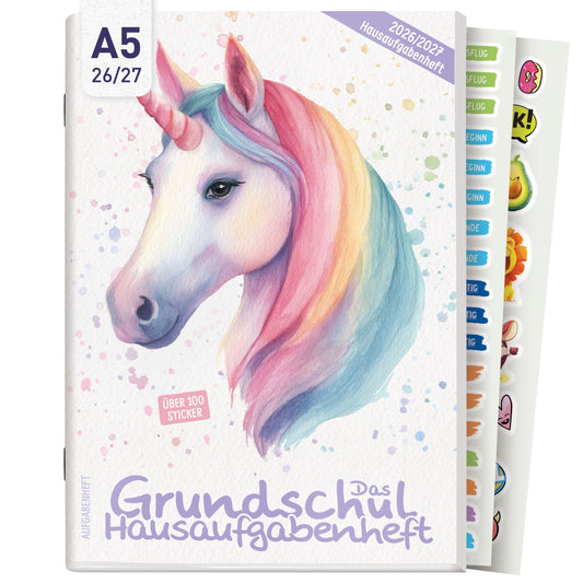 Das Grundschul-Hausaufgabenheft 2026/2027 / A5 / Einhorn / Häfft-Verlag