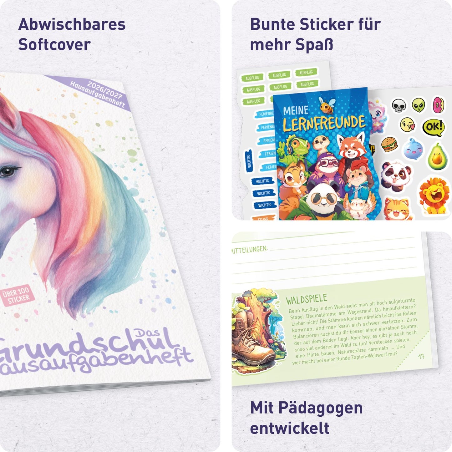 Das Grundschul-Hausaufgabenheft 2026/2027 / A5 / Einhorn / Häfft-Verlag