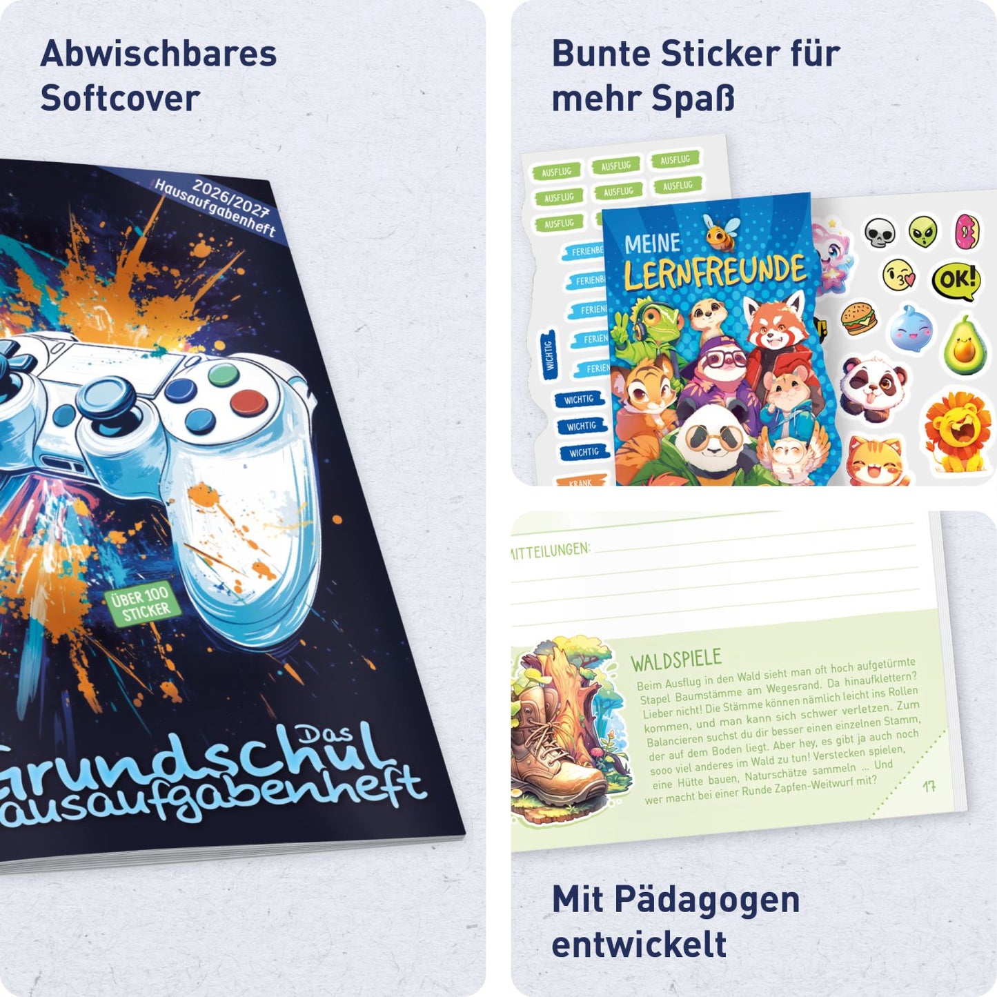 Das Grundschul-Hausaufgabenheft 2026/2027 / A5 / Gaming / Häfft-Verlag