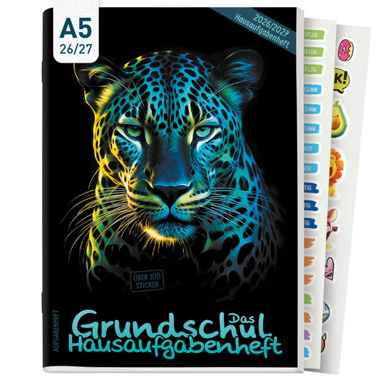 Das Grundschul-Hausaufgabenheft 2026/2027 / A5 / Leopard / Häfft-Verlag
