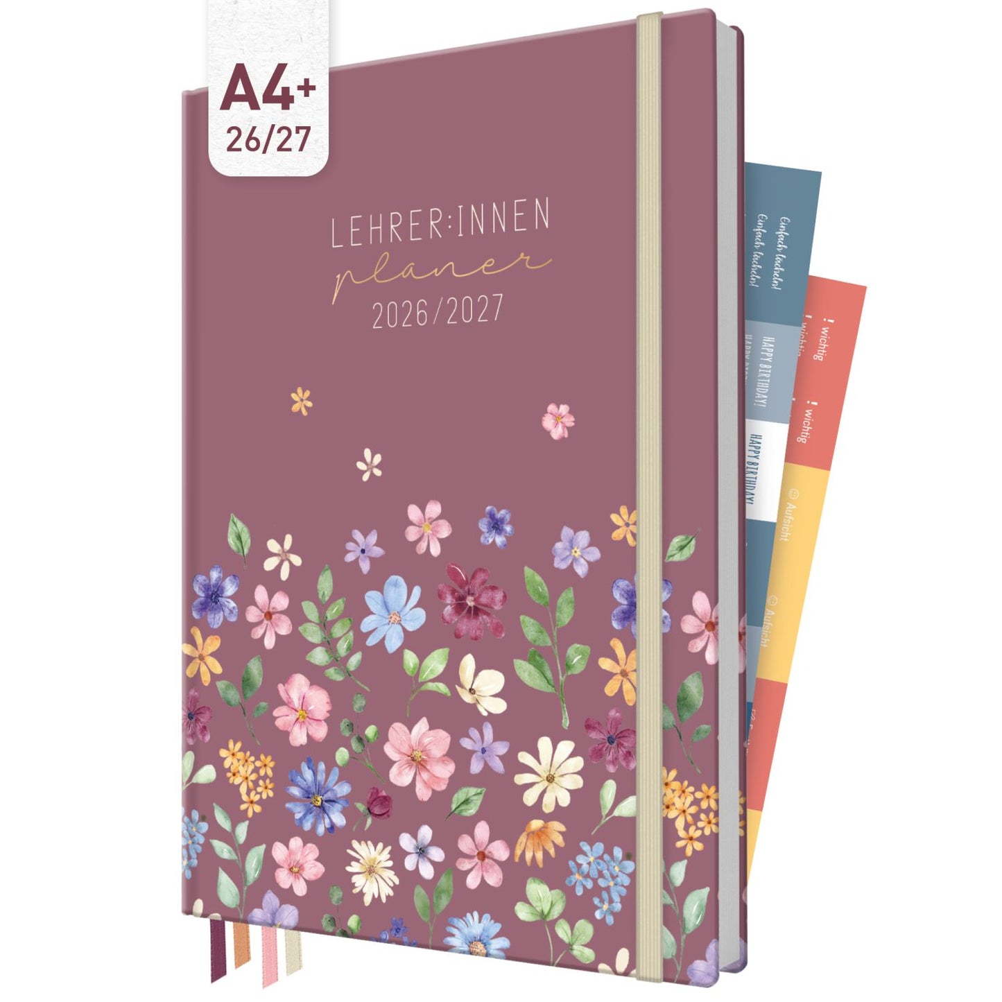 Häfft Lehrer-Planer 2026/2027 / A4+ / Berry Blossoms