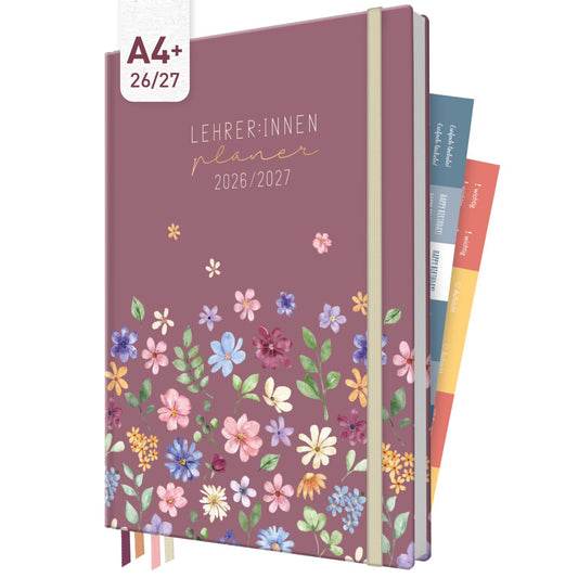 Häfft Lehrer-Planer 2026/2027 / A4+ / Berry Blossoms