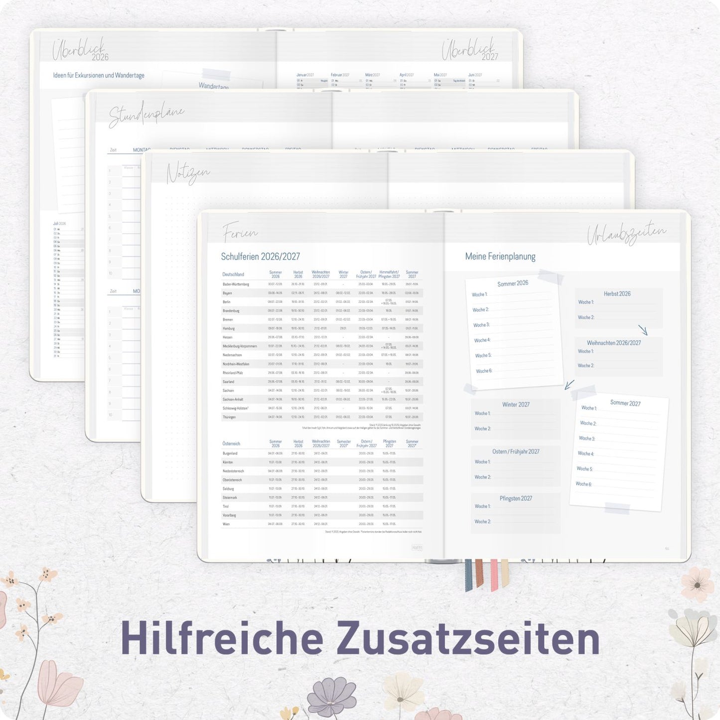 Häfft Lehrer-Planer 2026/2027 / A4+ / Flower Joy
