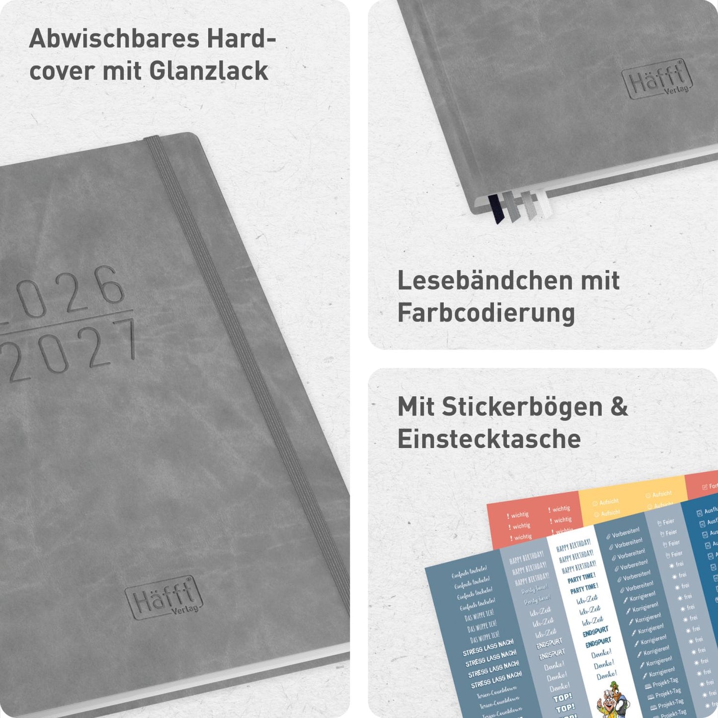 Häfft Lehrer-Planer 2026/2027 / A4+ / KL / Grey Edition
