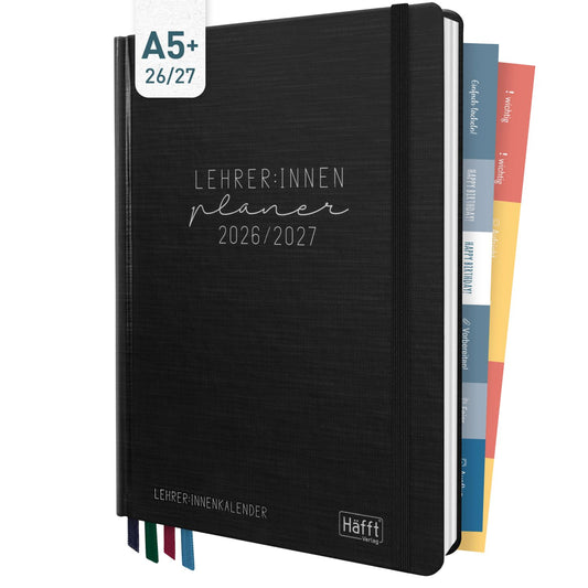Häfft Lehrer-Planer 2026/2027 / A5+ / Black Edition
