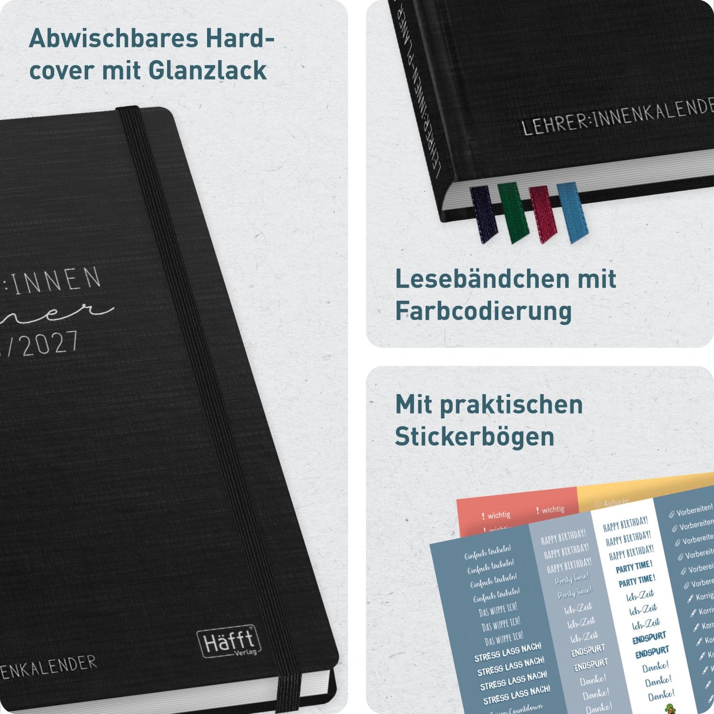 Häfft Lehrer-Planer 2026/2027 / A5+ / Black Edition