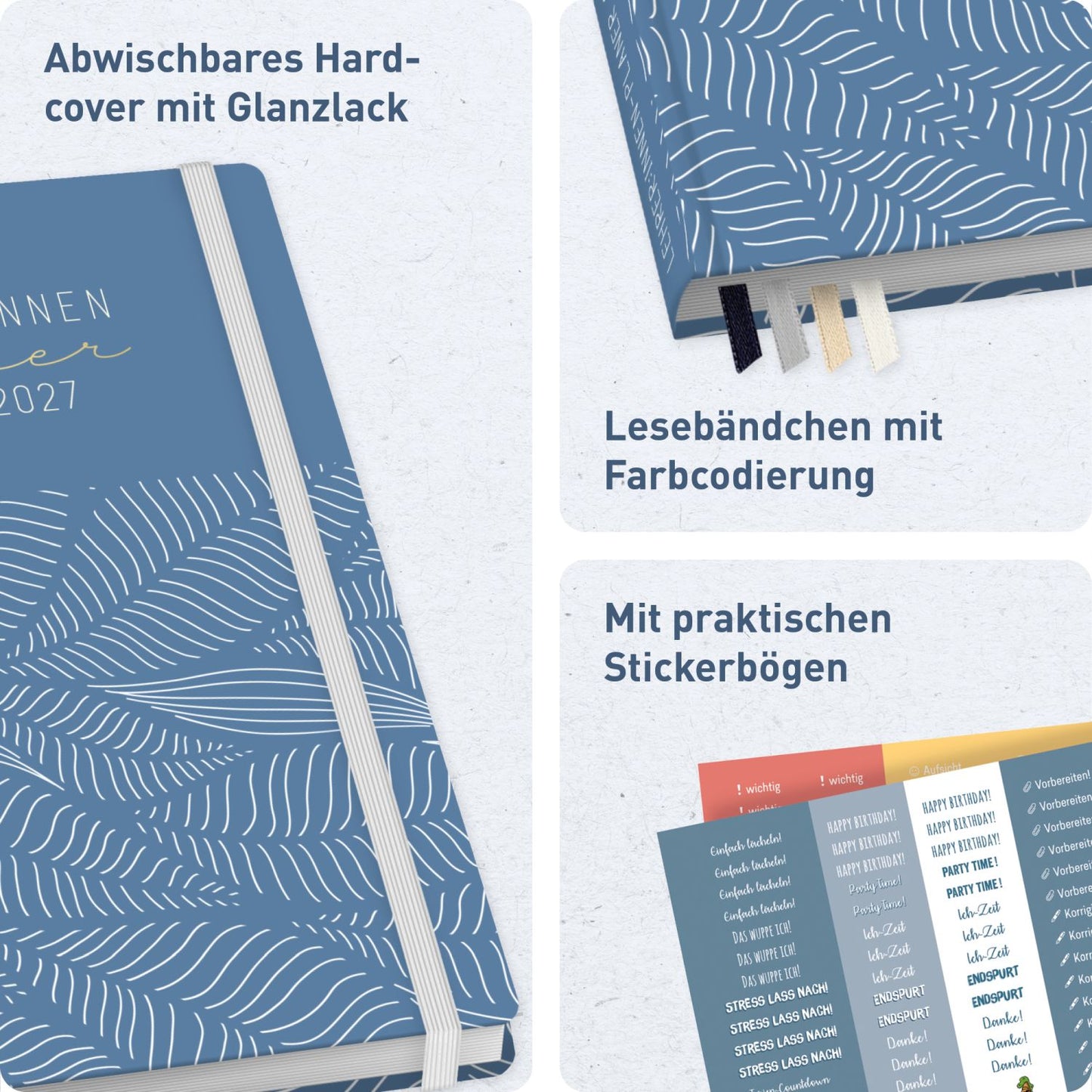 Häfft Lehrer-Planer 2026/2027 / A5+ / Fine Leaves Blue