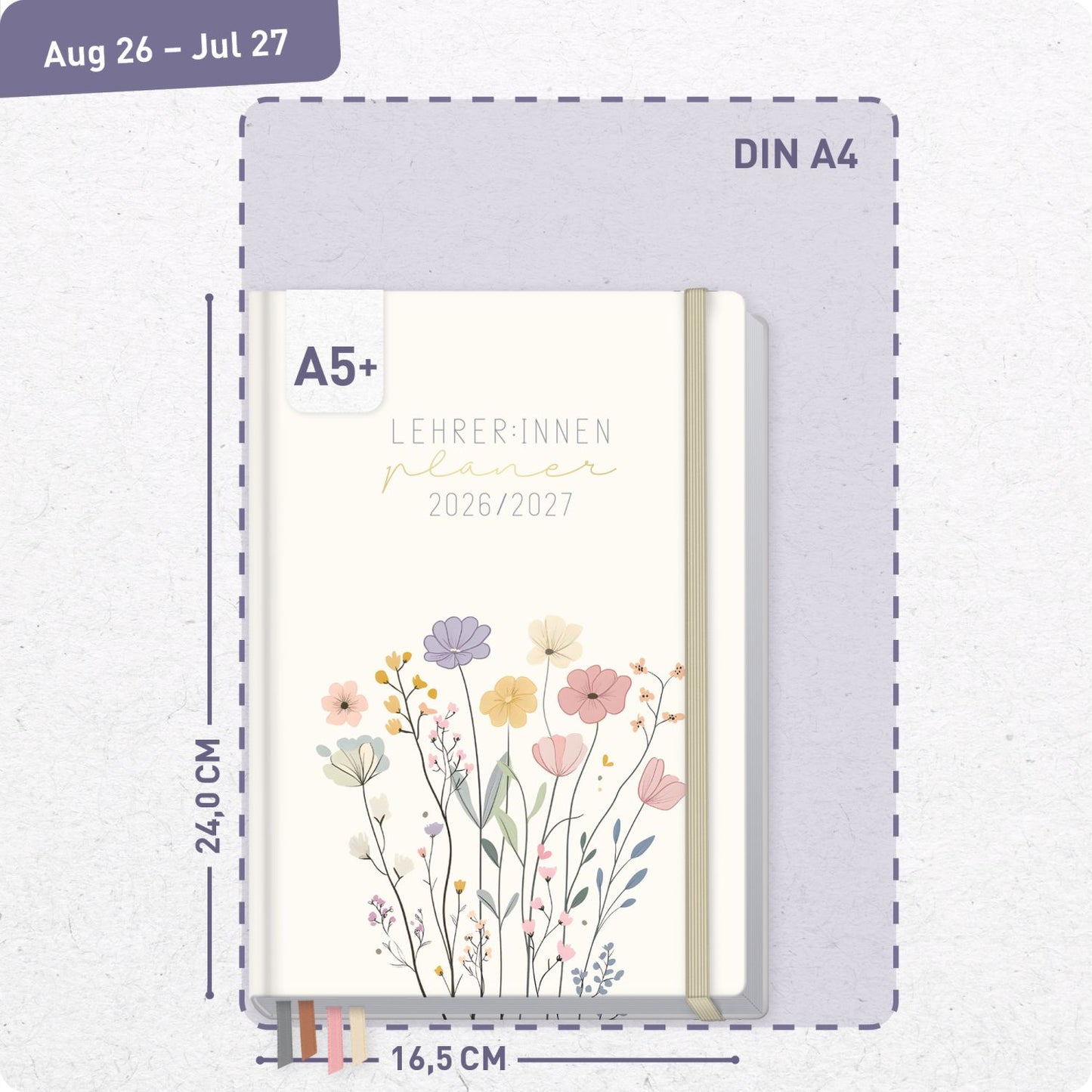 Häfft Lehrer-Planer 2026/2027 / A5+ / Flower Joy