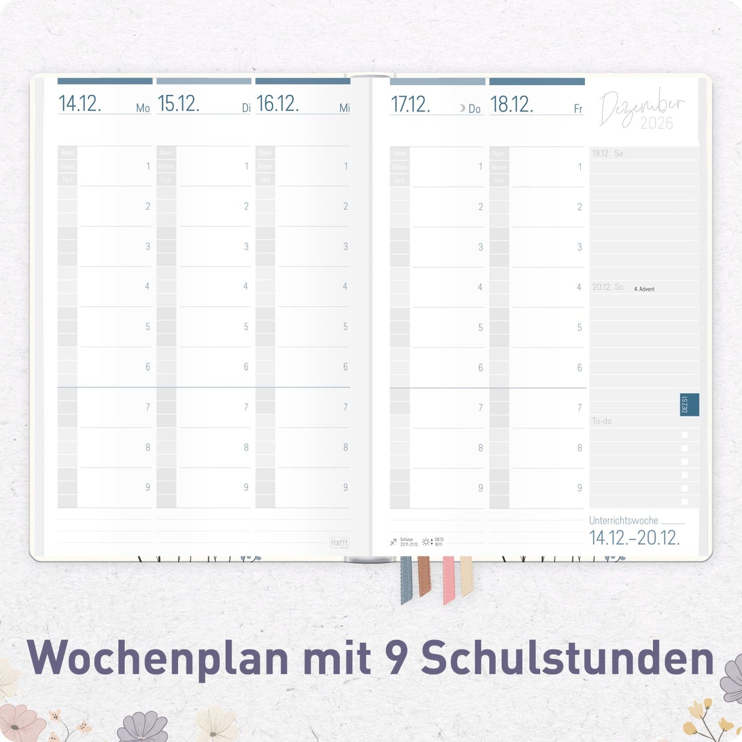 Häfft Lehrer-Planer 2026/2027 / A5+ / Flower Joy