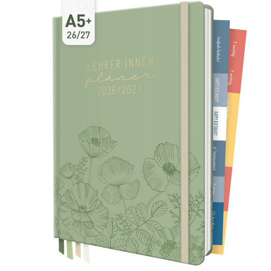 Häfft Lehrer-Planer 2026/2027 / A5+ / Green Poppy