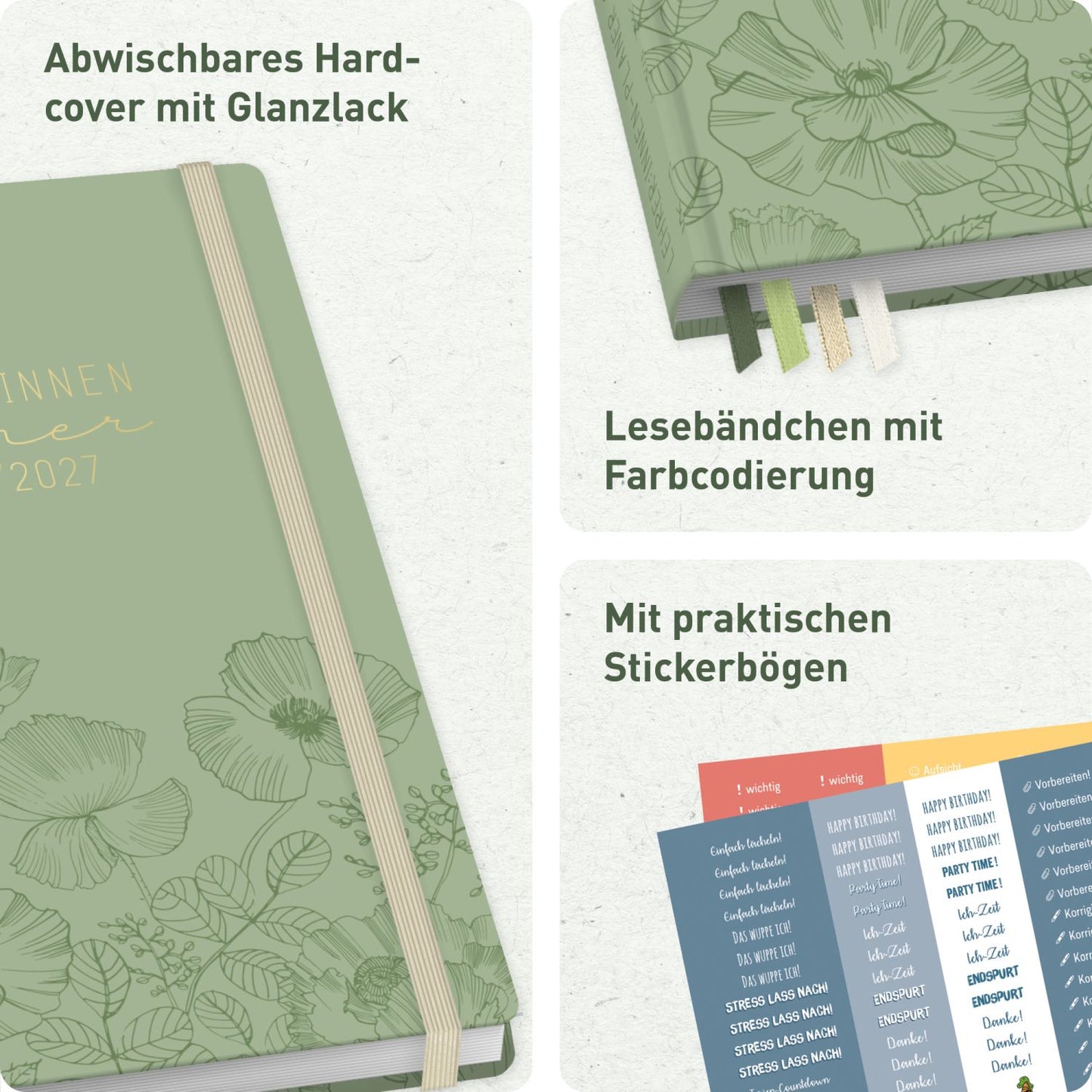 Häfft Lehrer-Planer 2026/2027 / A5+ / Green Poppy