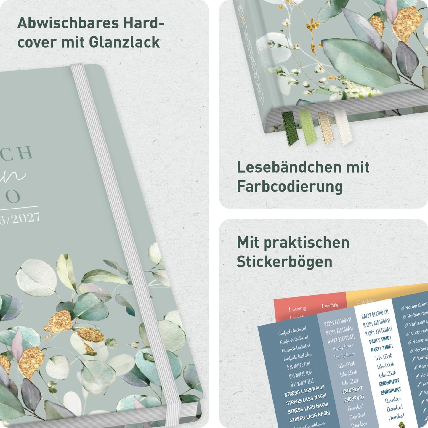 Häfft Lehrer-Planer 2026/2027 / A5+ / Minty Leaves