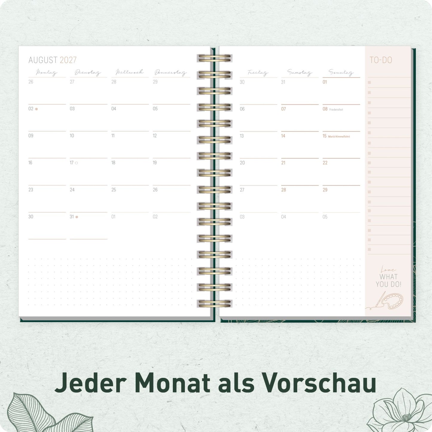 Lieblings-Timer 2026/2027 / 17 Monate / A5 / Golden Leaves / Häfft-Verlag
