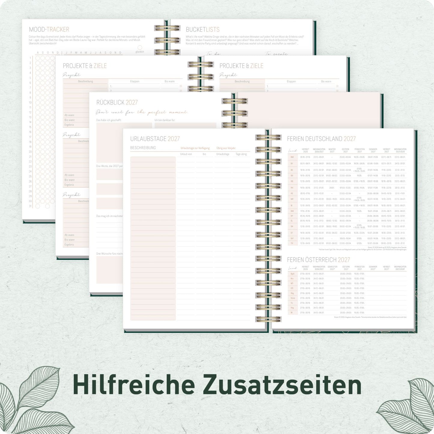 Lieblings-Timer 2026/2027 / 17 Monate / A5 / Golden Leaves / Häfft-Verlag