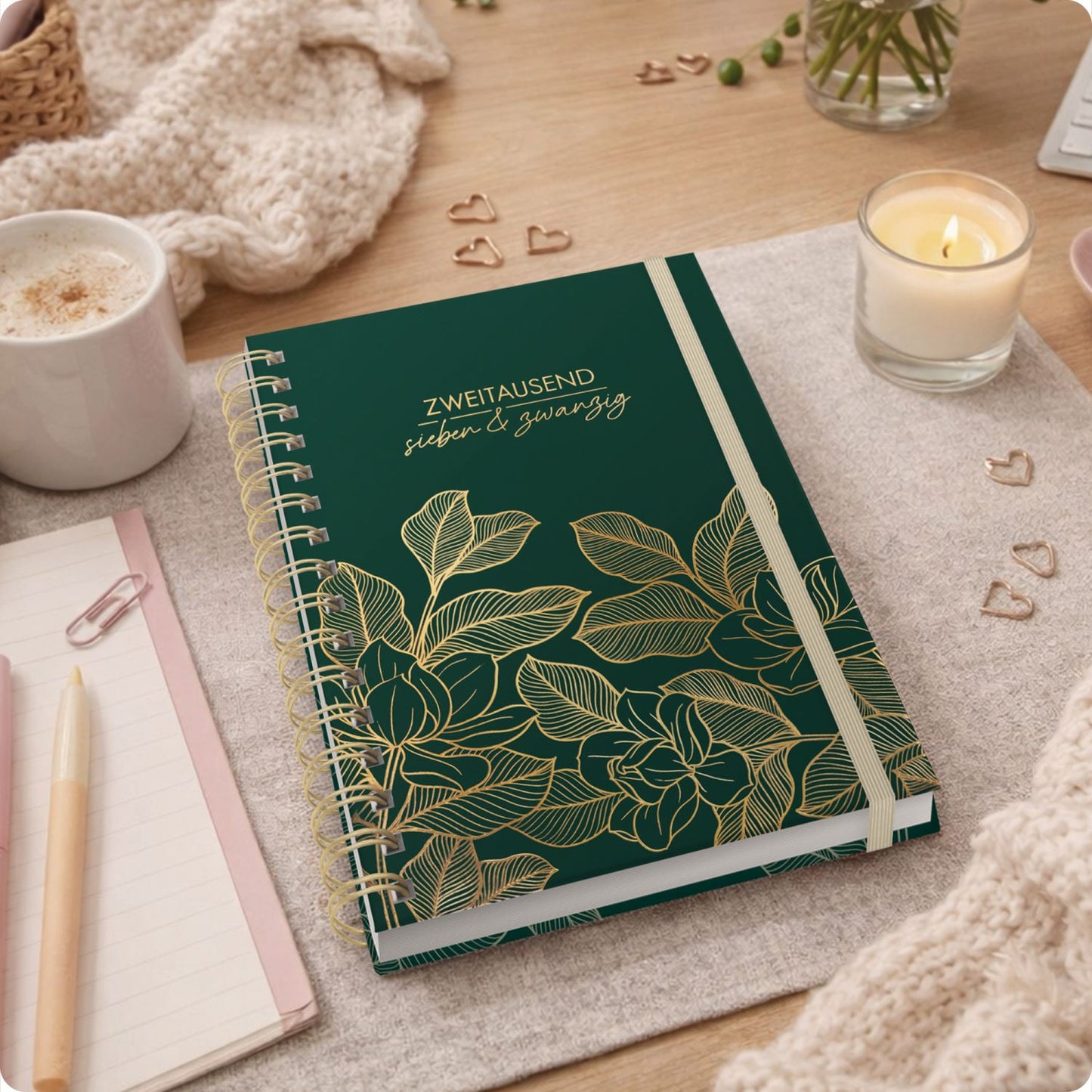 Lieblings-Timer 2026/2027 / 17 Monate / A5 / Golden Leaves / Häfft-Verlag