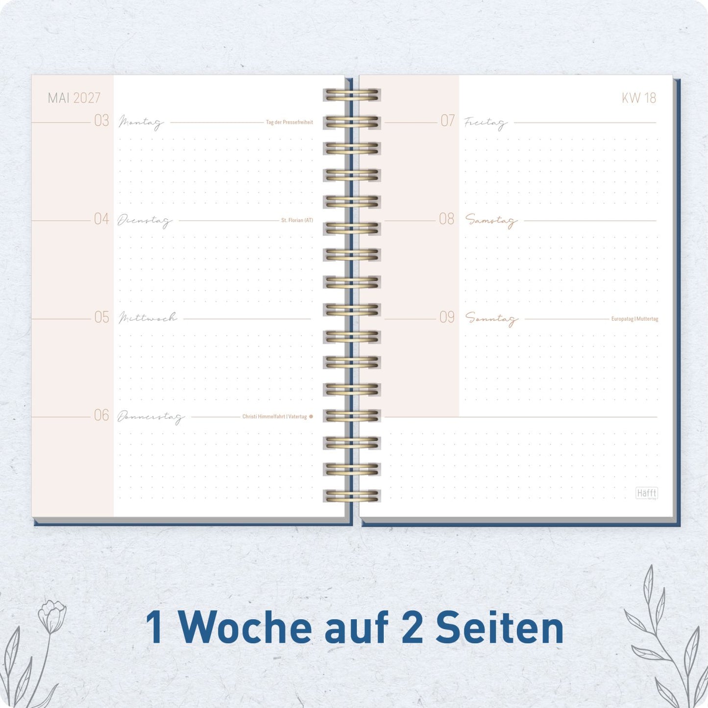 Lieblings-Timer 2026/2027 / 17 Monate / A5 / Night Flower / Häfft-Verlag