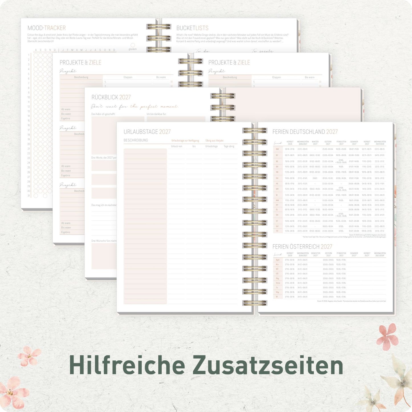 Lieblings-Timer 2026/2027 / 17 Monate / A5 / Wild Blossoms / Häfft-Verlag