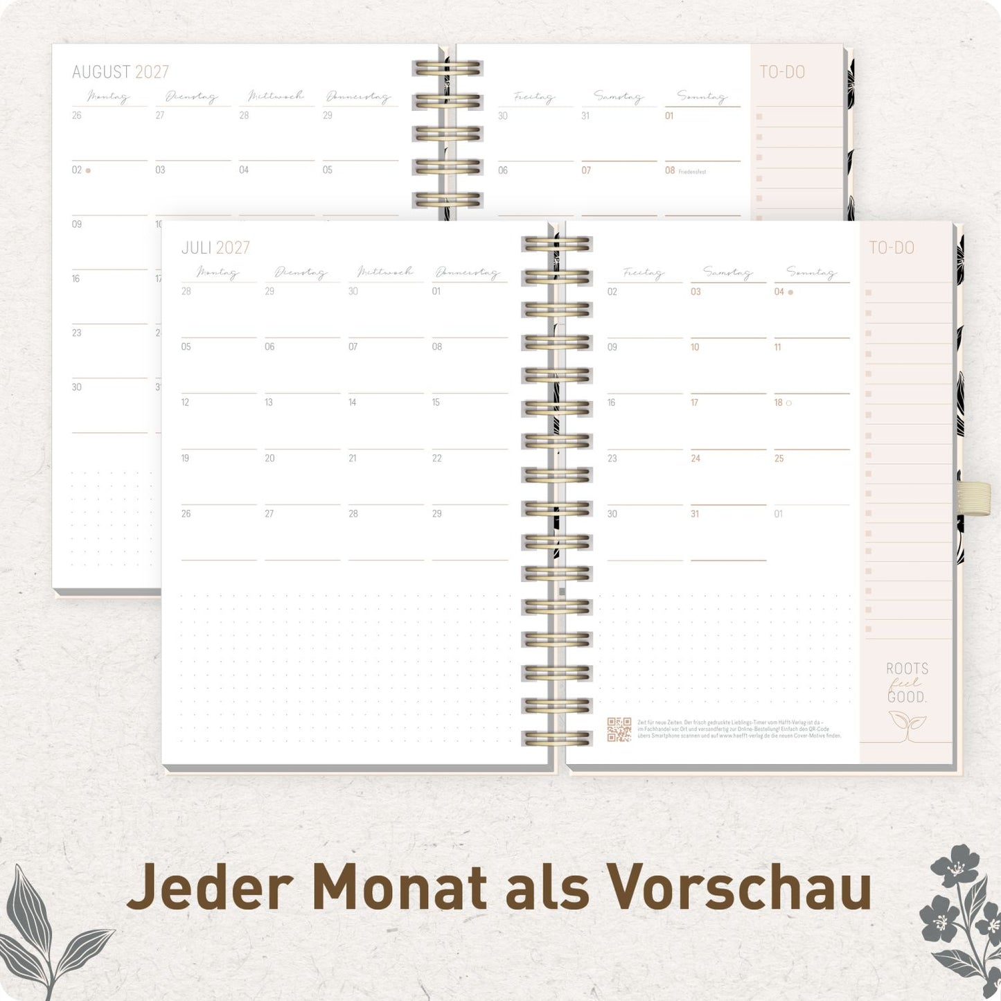 Lieblings-Timer Deluxe 2026/2027 / 17 Monate / A5 / Black Flower / Häfft-Verlag