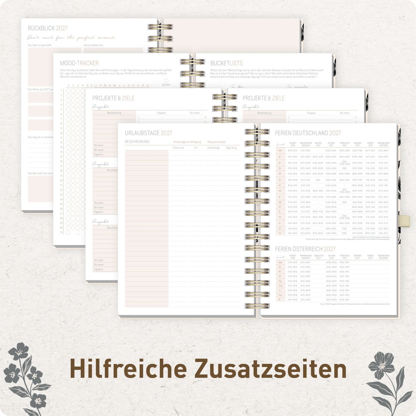 Lieblings-Timer Deluxe 2026/2027 / 17 Monate / A5 / Black Flower / Häfft-Verlag
