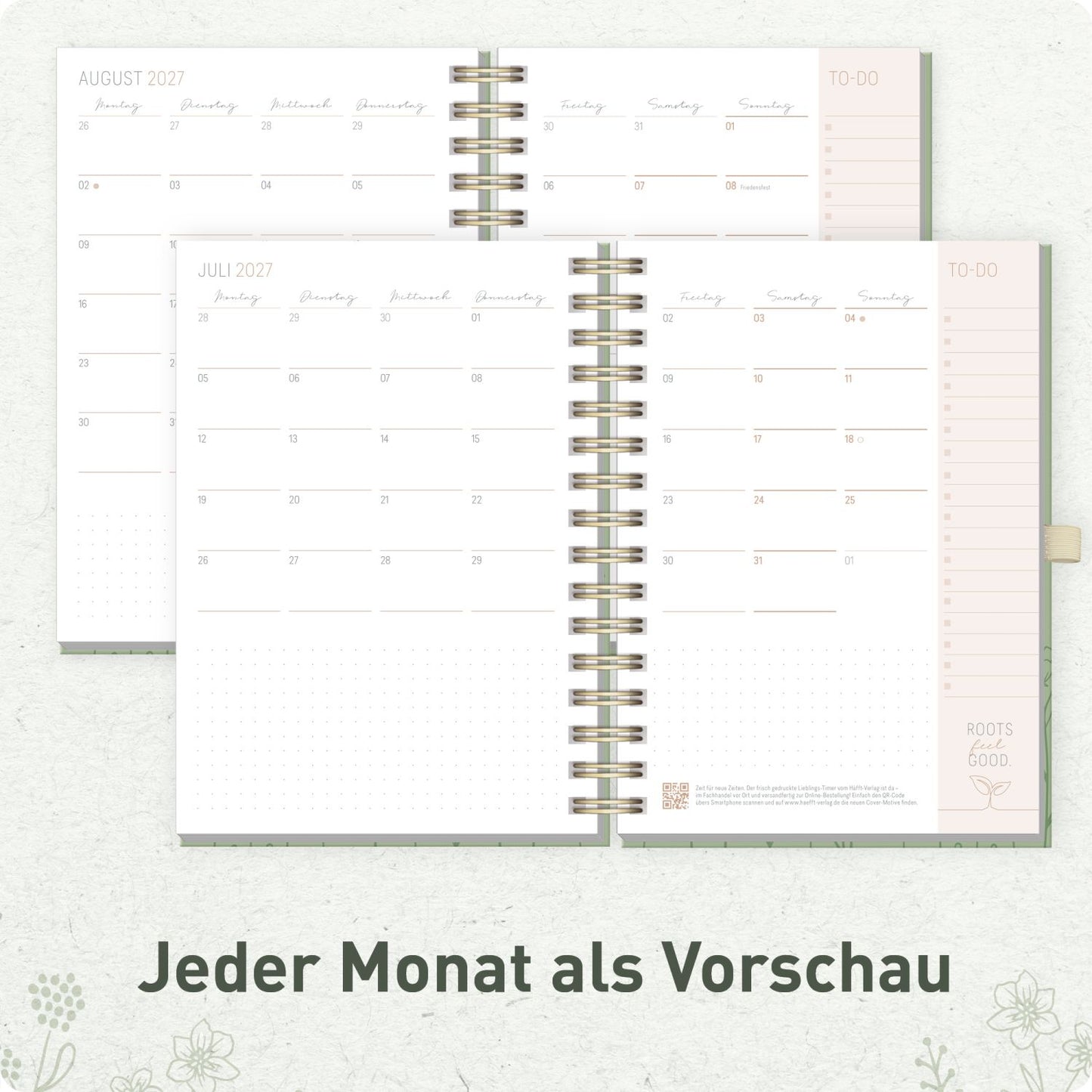 Lieblings-Timer Deluxe 2026/2027 / 17 Monate / A5 / Fine Flowers salbei / Häfft-Verlag