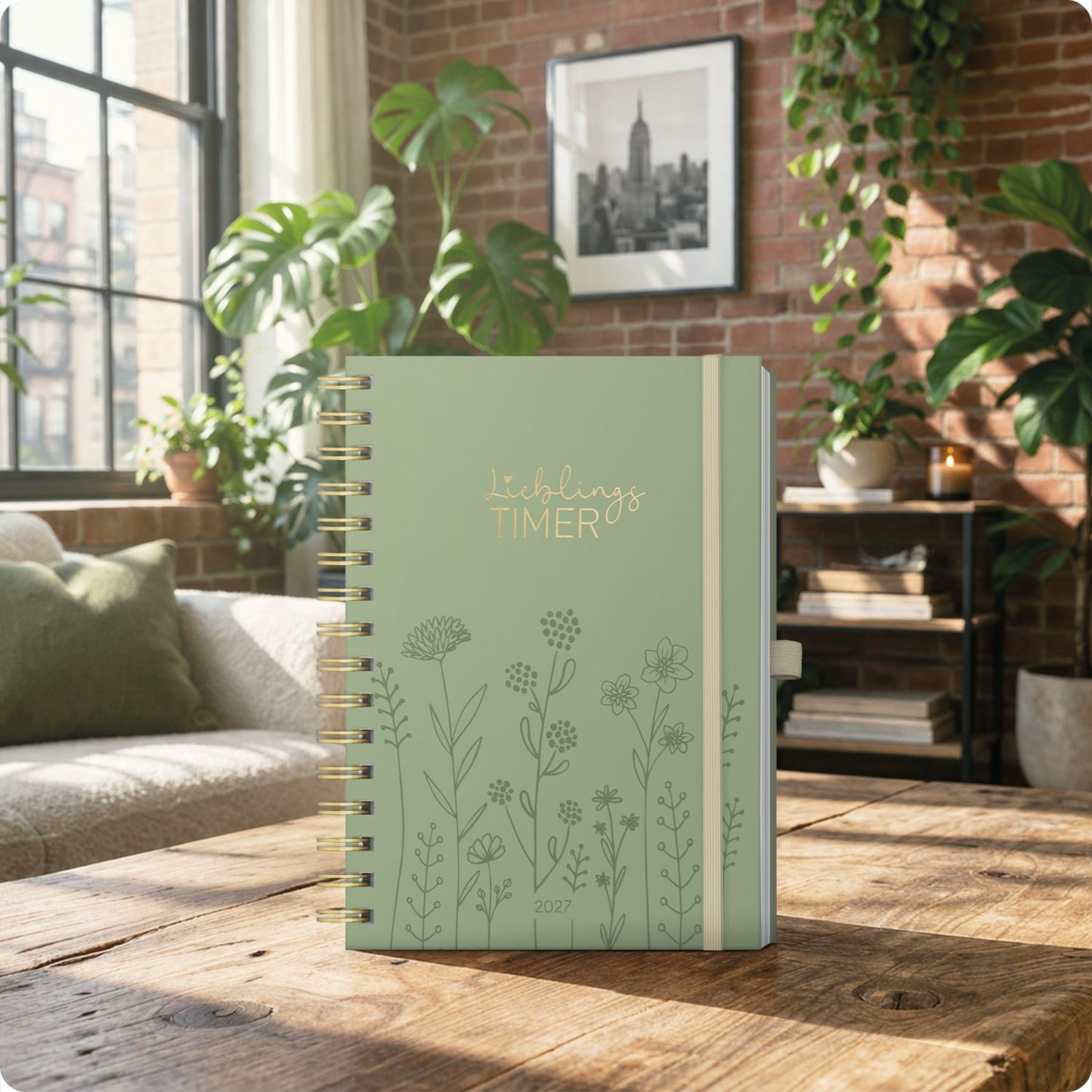 Lieblings-Timer Deluxe 2026/2027 / 17 Monate / A5 / Fine Flowers salbei / Häfft-Verlag