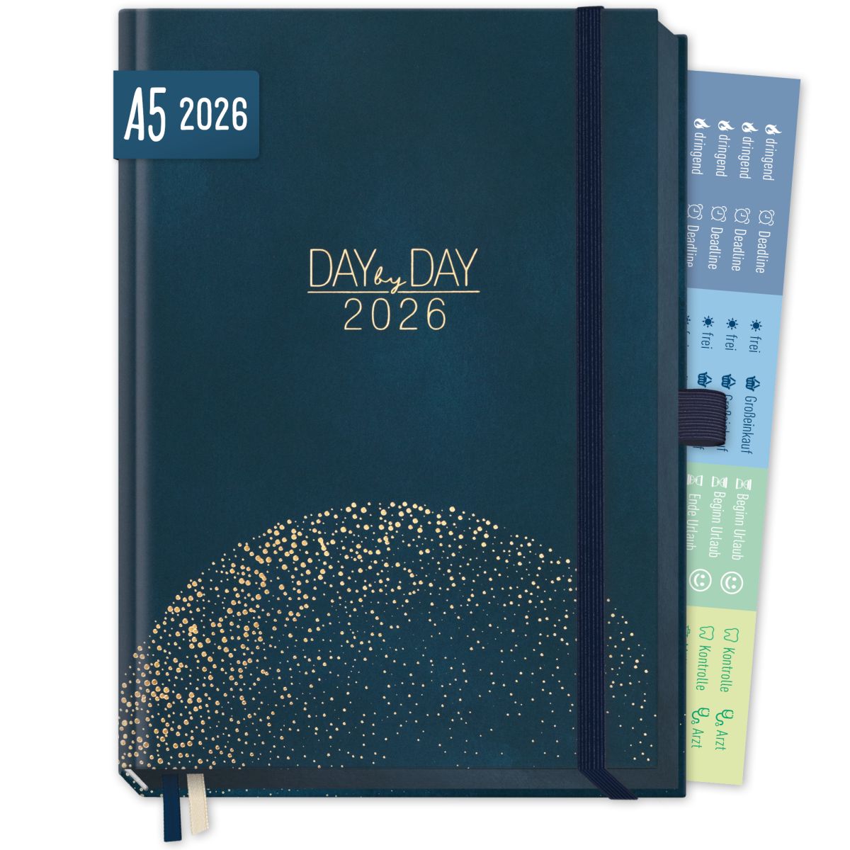 Organizer Day by Day Deluxe 2026 - 1 Tag/Seite / A5 / Golden Earth / Häfft-Verlag