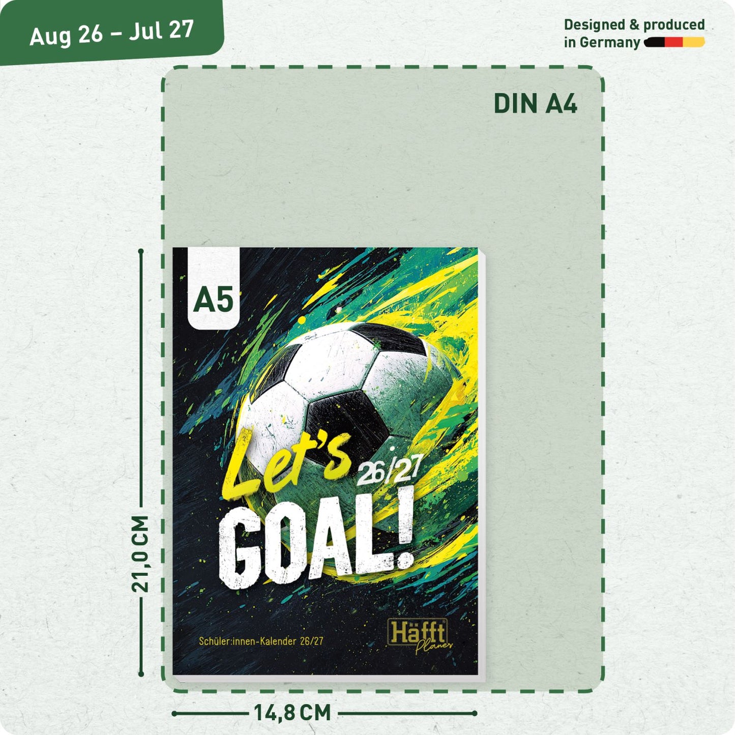 Häfft PLANER  -  Hausaufgabenheft 2026/2027 / A5 / Let’s Goal! / Häfft-Verlag