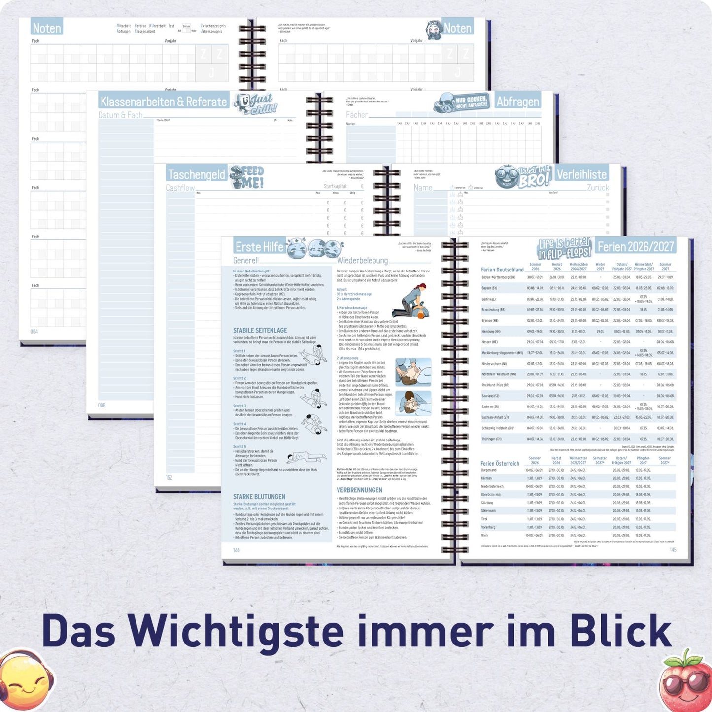 Häfft PLANER Premium - Schüler-Kalender 2026/2027 / A5 / Dark Bloom / Häfft-Verlag