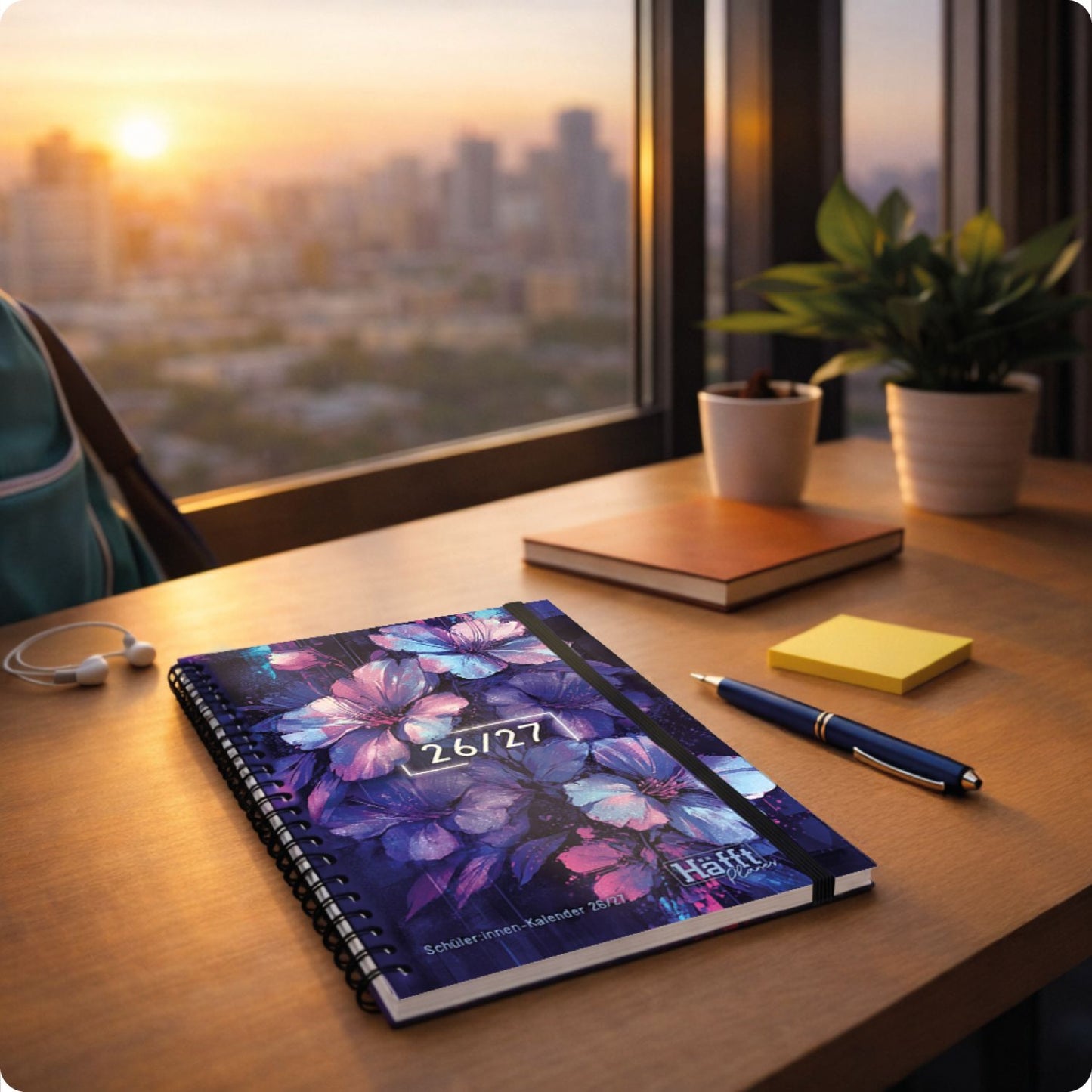 Häfft PLANER Premium - Schüler-Kalender 2026/2027 / A5 / Dark Bloom / Häfft-Verlag