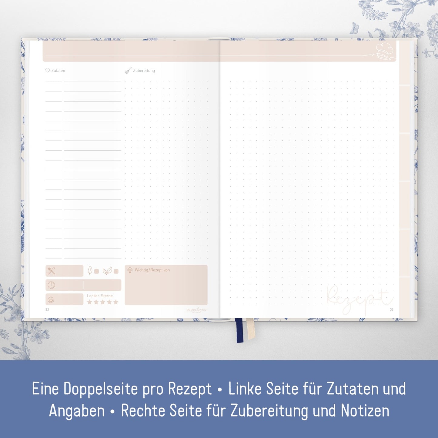 Rezeptbuch A5+ / Fine Kitchen / vom Häfft-Verlag