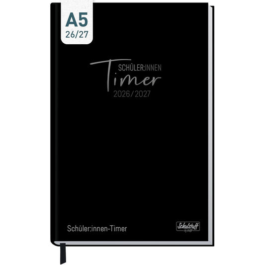 Schulstuff Schüler-Timer 2026/2027 / A5 / Black Edition / Häfft-Verlag