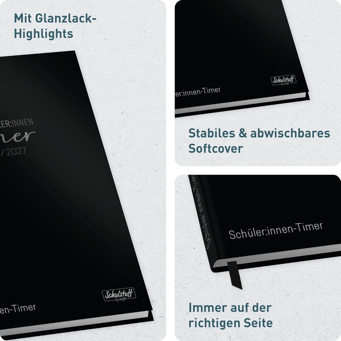 Schulstuff Schüler-Timer 2026/2027 / A5 / Black Edition / Häfft-Verlag