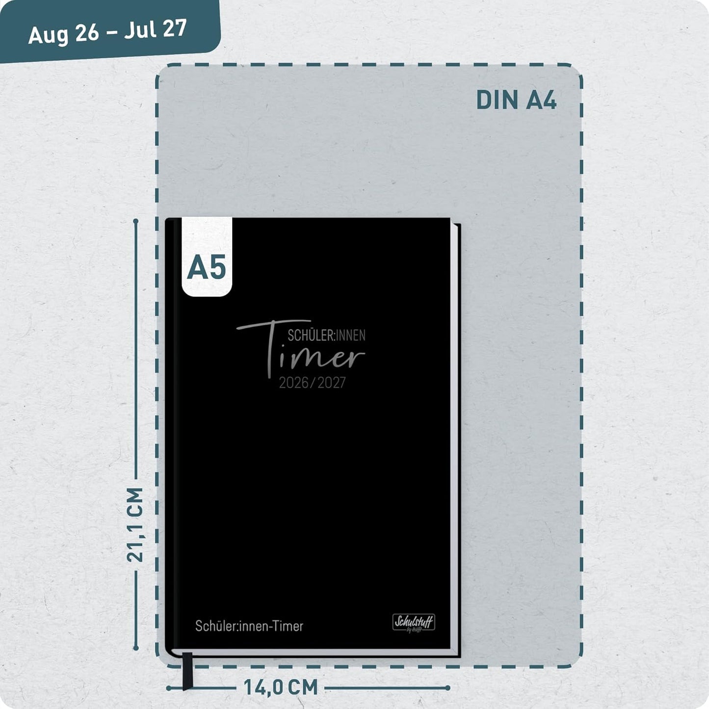 Schulstuff Schüler-Timer 2026/2027 / A5 / Black Edition / Häfft-Verlag