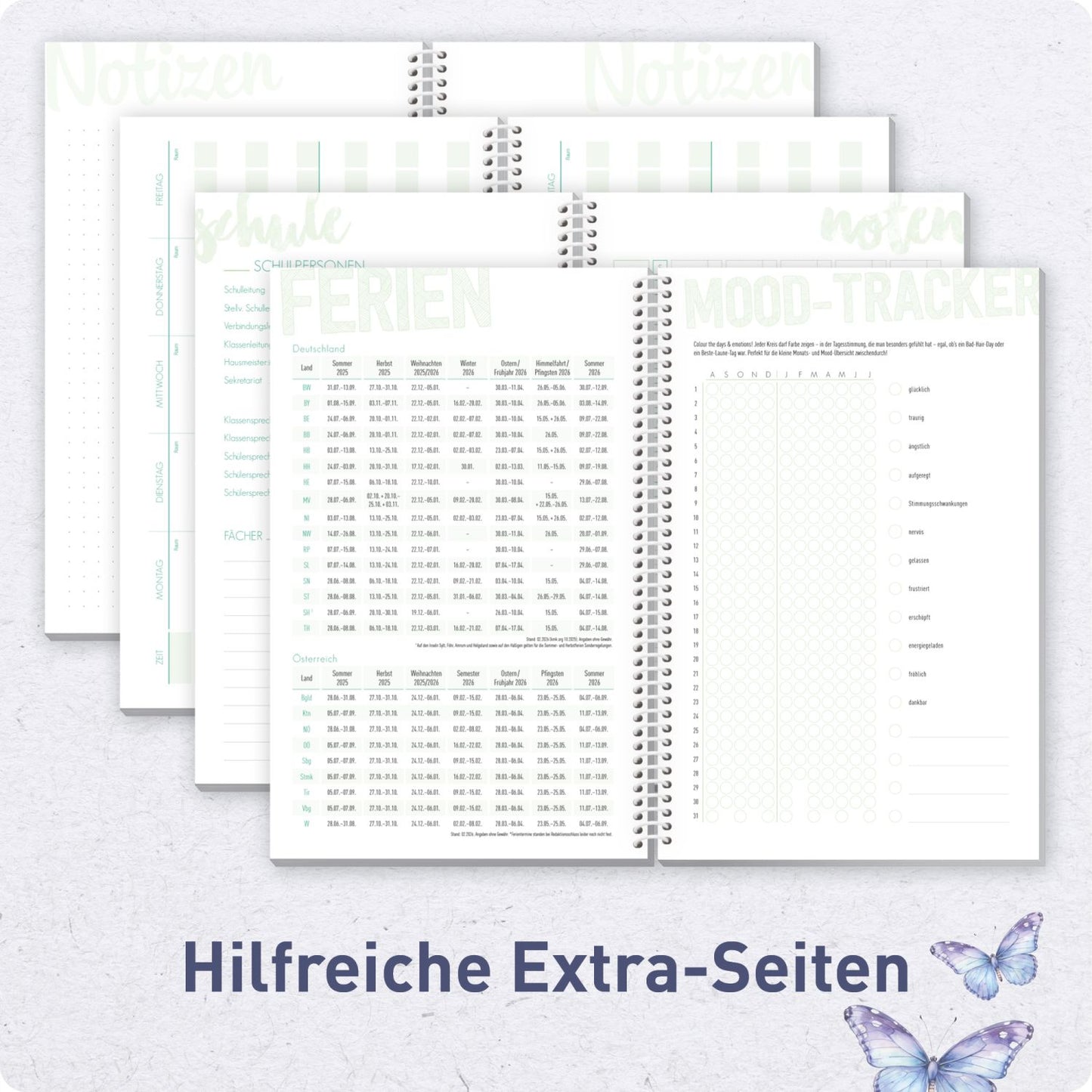 Schulstuff Schüler-Timer Spiralbindung 2026/2027 / A5 / Butterfly / Häfft-Verlag